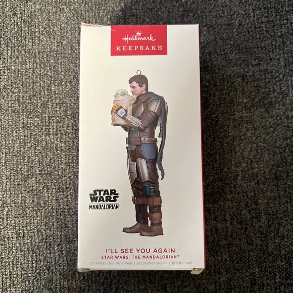 2022 Hallmark Keepsake I'LL SEE YOU AGAIN Mandalorian Holding Grogu Star Wars - Picture 1 of 14